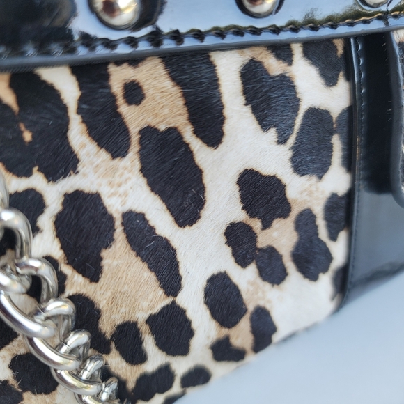 White House Black Market Leopard Cheetah Calf Hair Leather Shoulder Clutch Bag - Picture 10 of 12